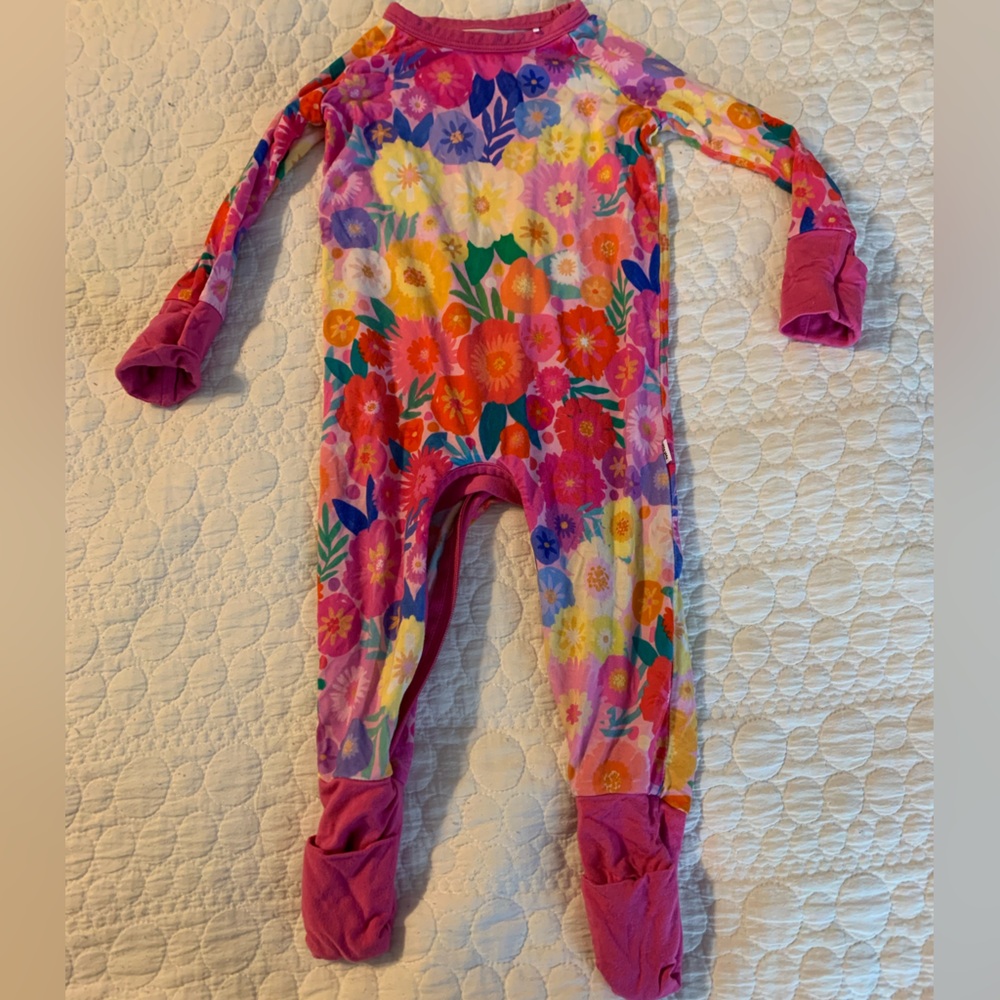 Little Sleepies Rainbow Floral Crescent Zippy, 3-6 months